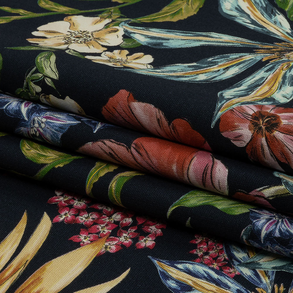 Stretch Cotton Canvas Print - Navy, Red, Yellow and Blue Floral - Mood Exclusive Lucid Dream Stretch Cotton Canvas Print - Navy, Red, Yellow and Blue Floral - Mood Exclusive Lucid Dream