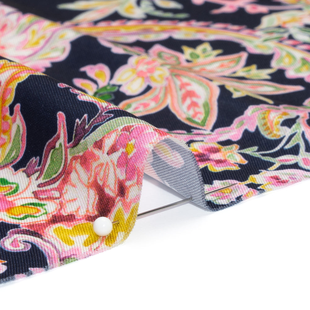 Polyester Twill Print - Black, Pink and Green Paisley - Mood Exclusive Tendrillar Twist Polyester Twill Print - Black, Pink and Green Paisley - Mood Exclusive Tendrillar Twist