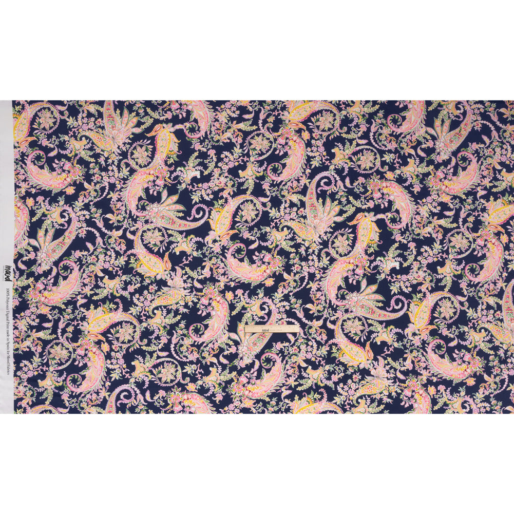 Polyester Twill Print - Black, Pink and Green Paisley - Mood Exclusive Tendrillar Twist Polyester Twill Print - Black, Pink and Green Paisley - Mood Exclusive Tendrillar Twist