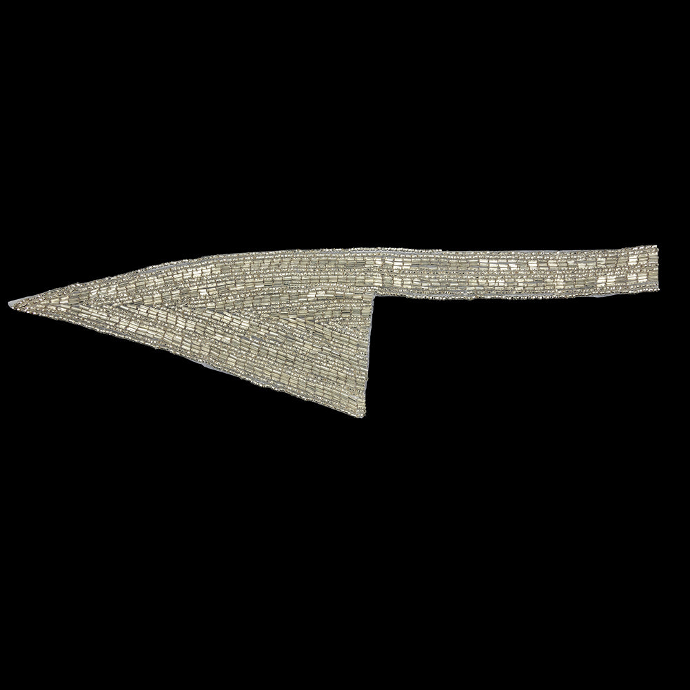 Vintage Silver Geometric Glass Beaded Right Lapel Applique - 13" x 3.625" Vintage Silver Geometric Glass Beaded Right Lapel Applique - 13" x 3.625"