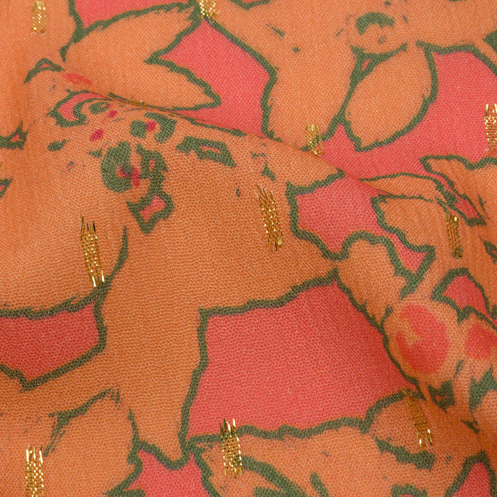 Mood Exclusive Coral Tree Line Trove Metallic Dotted Crinkled Viscose Crepe Folded Mood Exclusive Coral Tree Line Trove Metallic Dotted Crinkled Viscose Crepe Folded