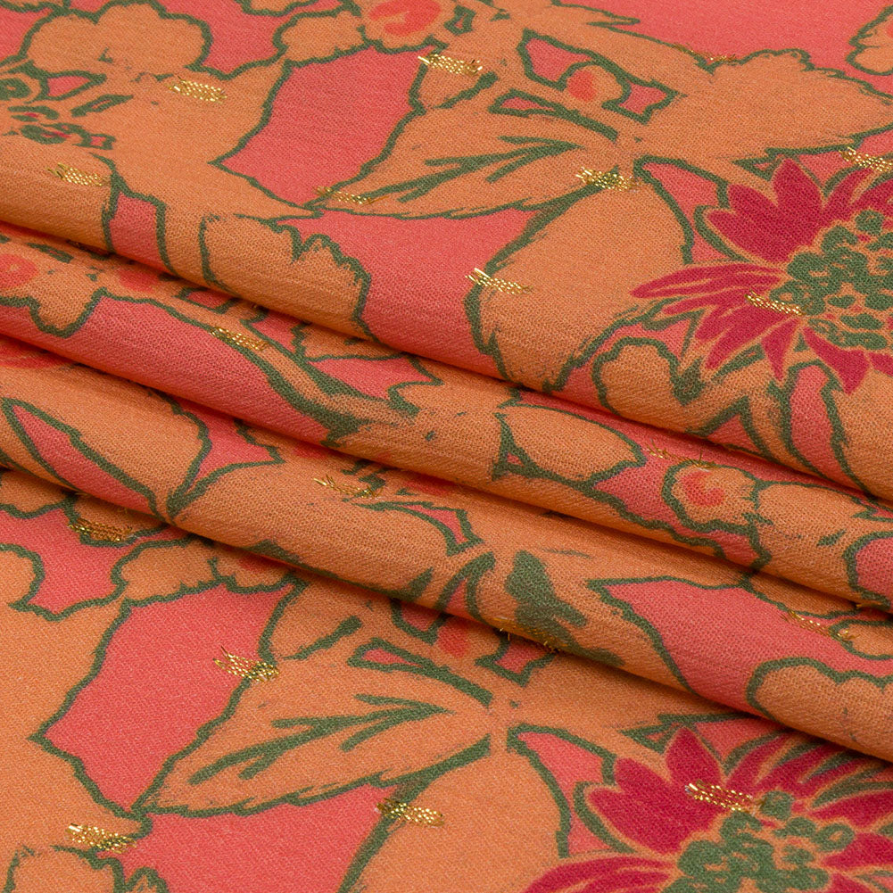 Mood Exclusive Coral Tree Line Trove Metallic Dotted Crinkled Viscose Crepe Full Mood Exclusive Coral Tree Line Trove Metallic Dotted Crinkled Viscose Crepe Full