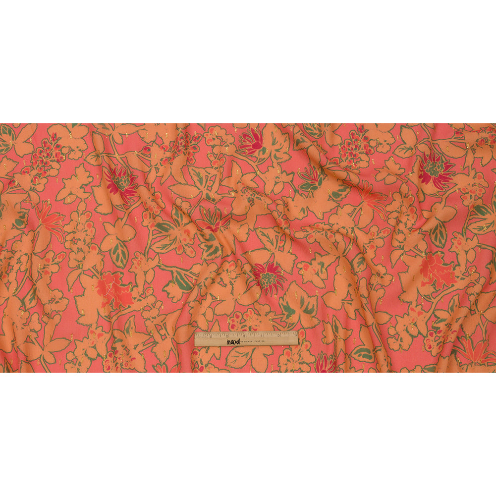 Mood Exclusive Coral Tree Line Trove Metallic Dotted Crinkled Viscose Crepe Drape Mood Exclusive Coral Tree Line Trove Metallic Dotted Crinkled Viscose Crepe Drape