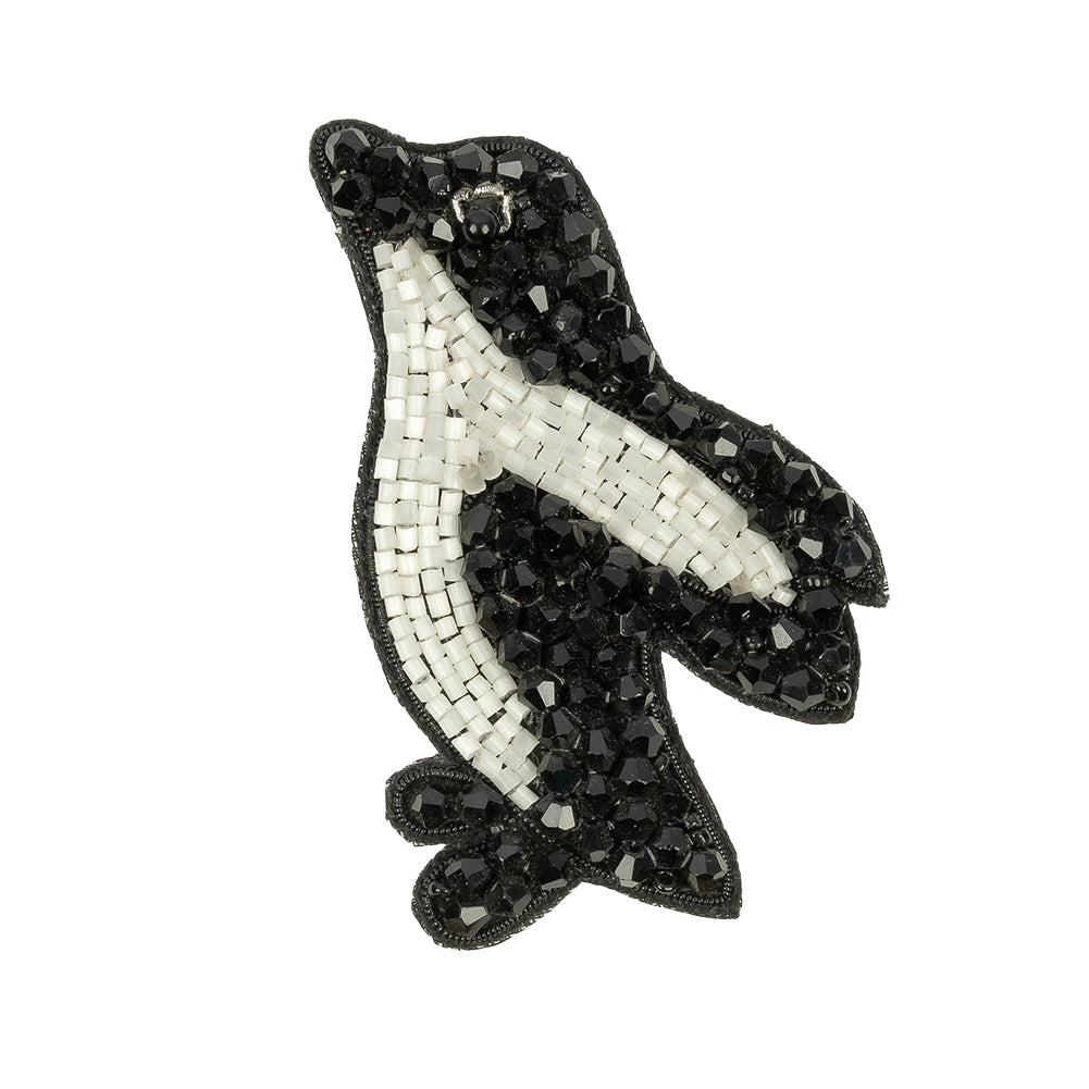 Black and Satin White Penguin Glass Beaded Applique - 3" x 1.88" Black and Satin White Penguin Glass Beaded Applique - 3" x 1.88"