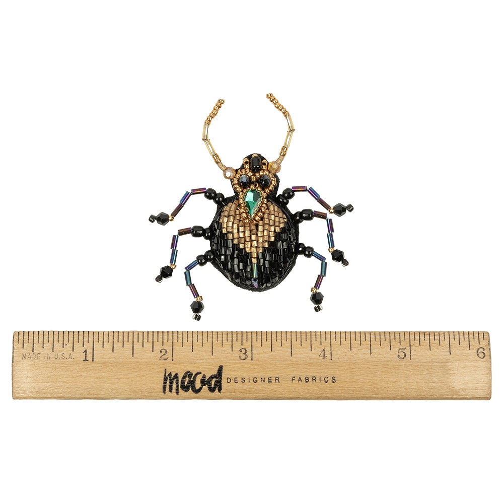 Black, Gold, and Iridescent Blue Beetle Rhinestone and Glass Beaded Applique - 2.88" x 2" Full Black, Gold, and Iridescent Blue Beetle Rhinestone and Glass Beaded Applique - 2.88" x 2" Full