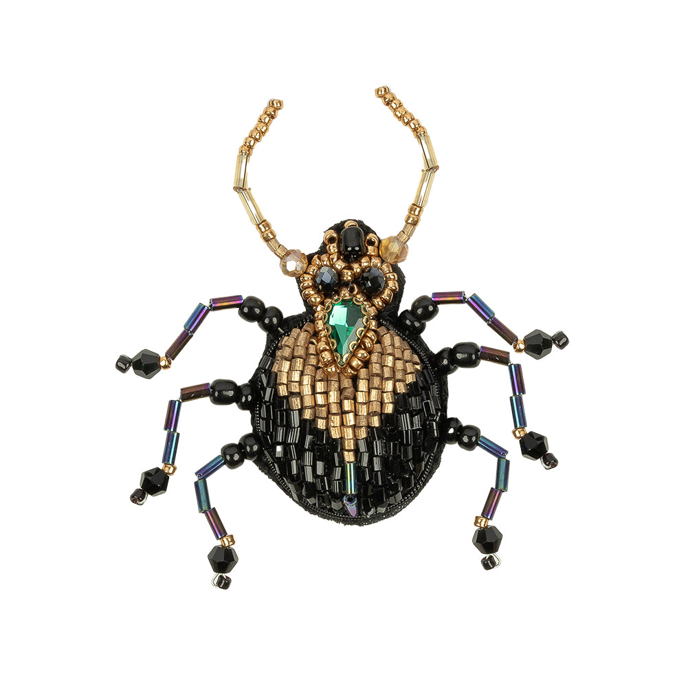 Black, Gold, and Iridescent Blue Beetle Rhinestone and Glass Beaded Applique - 2.88" x 2" Black, Gold, and Iridescent Blue Beetle Rhinestone and Glass Beaded Applique - 2.88" x 2"
