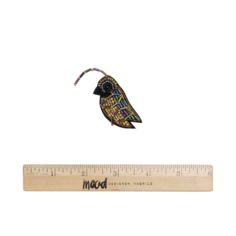 Iridescent Blue, Purple, and Gold Cricket Glass Beaded Applique - 3.25" x 1.5" Full Iridescent Blue, Purple, and Gold Cricket Glass Beaded Applique - 3.25" x 1.5" Full