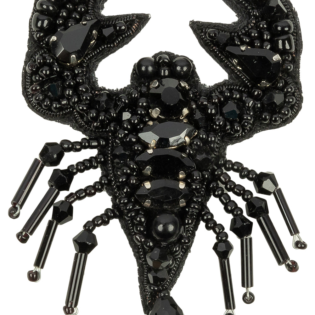 Black Scorpion Rhinestones and Glass Beaded Applique - 2.75" x 2.15" Detail Black Scorpion Rhinestones and Glass Beaded Applique - 2.75" x 2.15" Detail