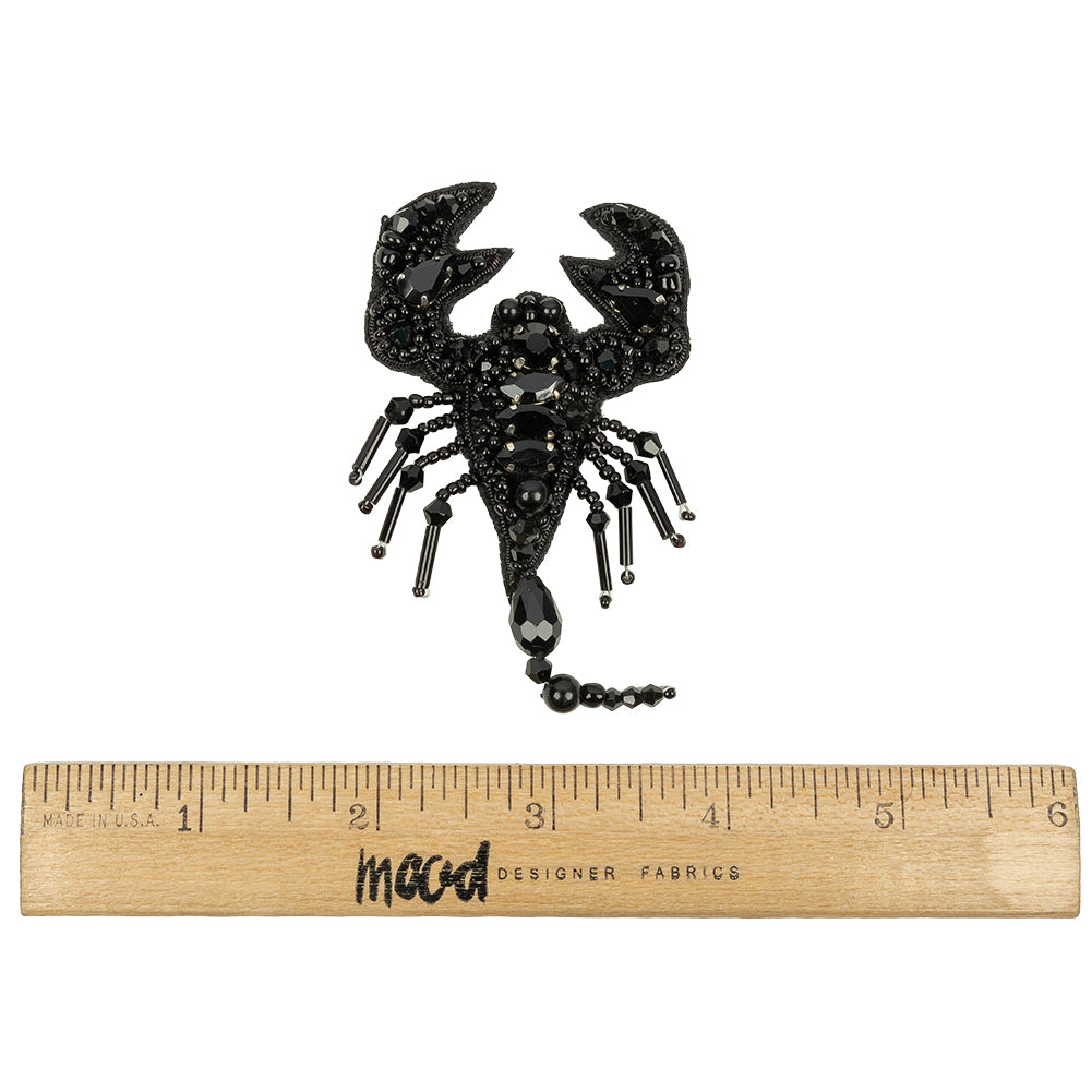 Black Scorpion Rhinestones and Glass Beaded Applique - 2.75" x 2.15" Full Black Scorpion Rhinestones and Glass Beaded Applique - 2.75" x 2.15" Full