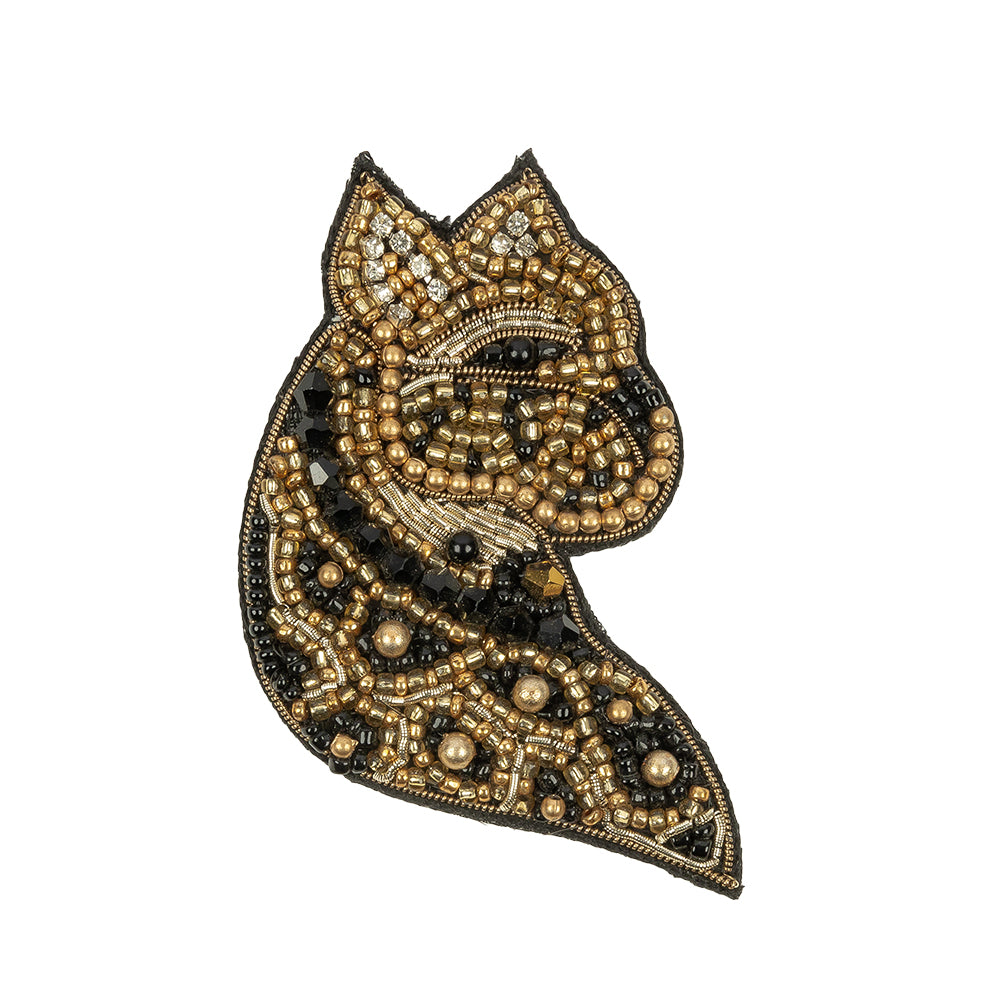 Gold and Black Cheetah Rhinestone and Glass Beaded Applique - 3.125" x 2" Gold and Black Cheetah Rhinestone and Glass Beaded Applique - 3.125" x 2"