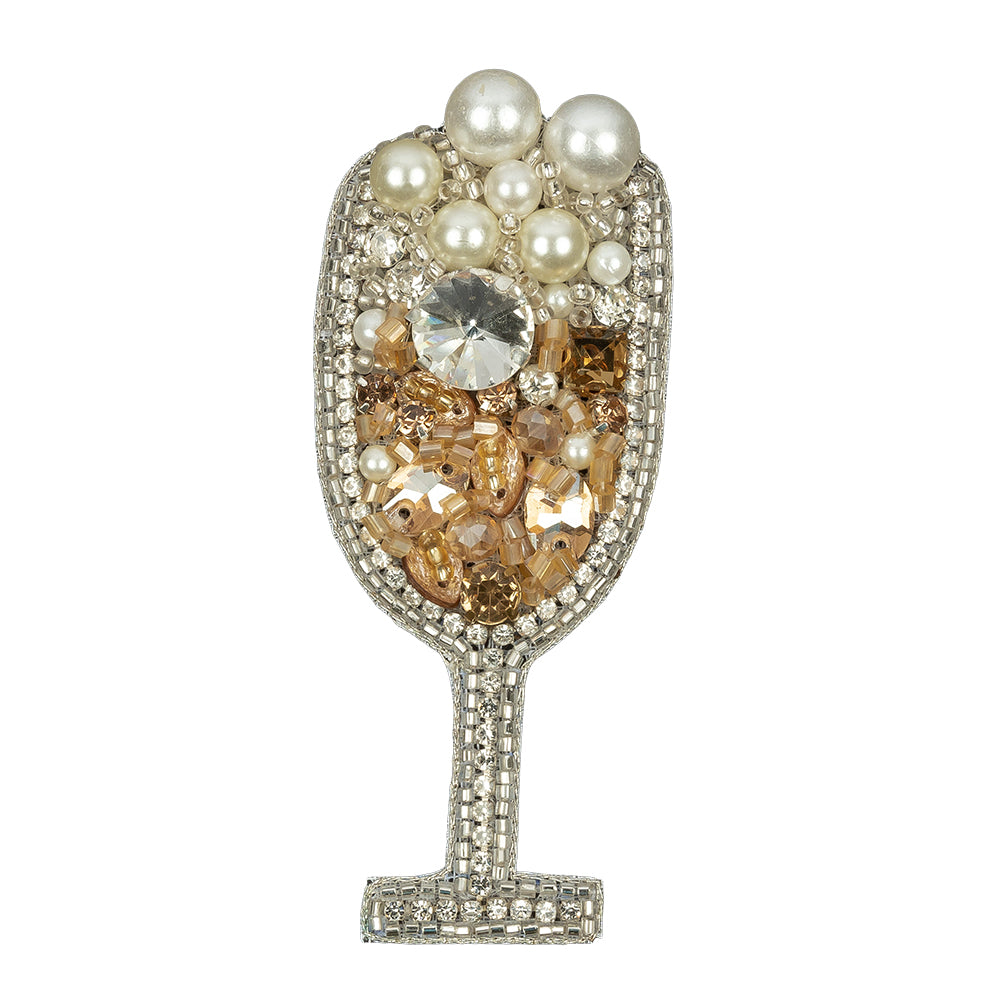 Pearl, Crystal and Topaz Champagne Flute Rhinestones and Glass Beaded Applique - 3.375" x 1.375" Pearl, Crystal and Topaz Champagne Flute Rhinestones and Glass Beaded Applique - 3.375" x 1.375"