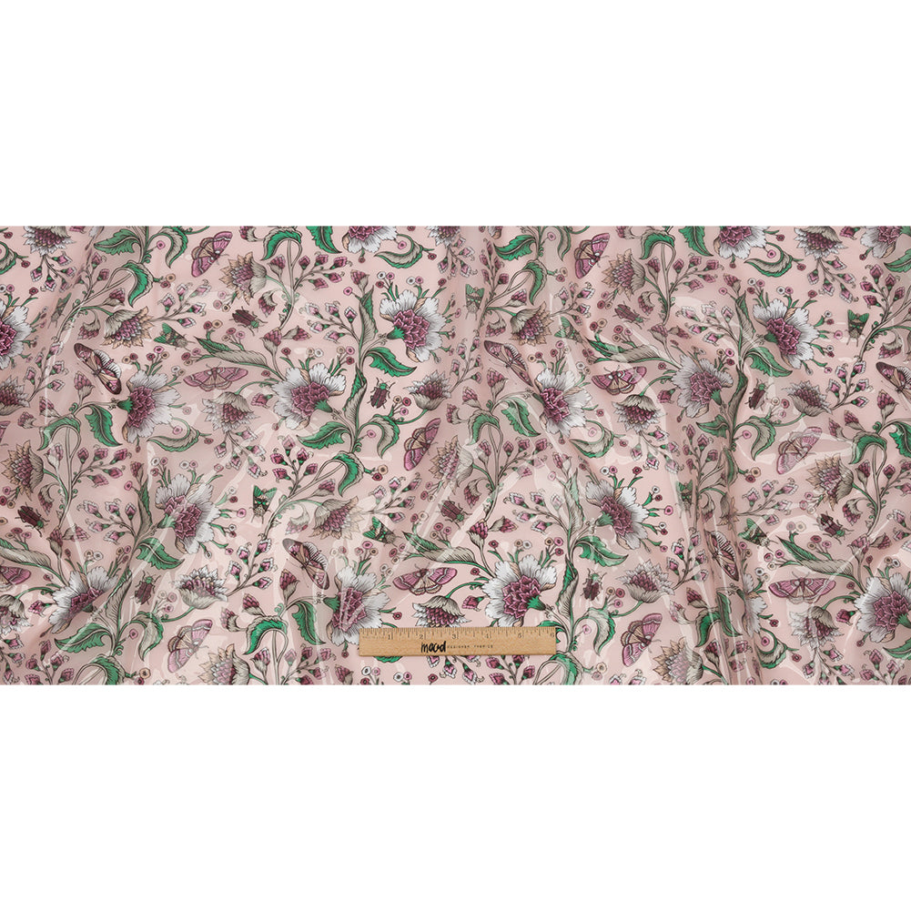 Pink, Green and White Beetles and Flowers Lightweight Translucent Vinyl - Full Pink, Green and White Beetles and Flowers Lightweight Translucent Vinyl - Full