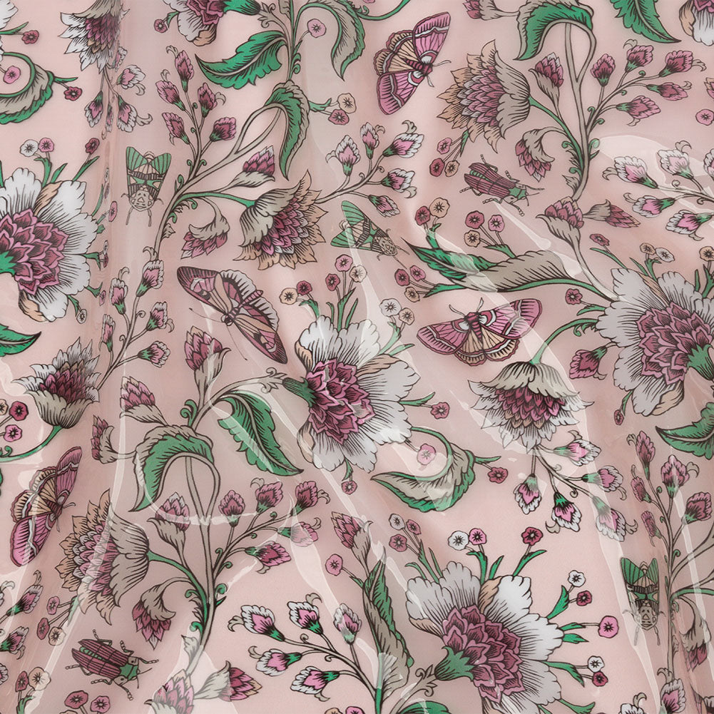 Pink, Green and White Beetles and Flowers Lightweight Translucent Vinyl Pink, Green and White Beetles and Flowers Lightweight Translucent Vinyl
