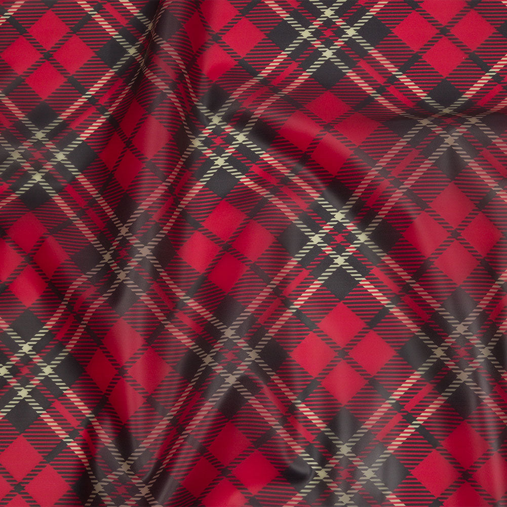 Red, Black and Yellow Diagonal Plaid Lightweight Translucent Vinyl Red, Black and Yellow Diagonal Plaid Lightweight Translucent Vinyl