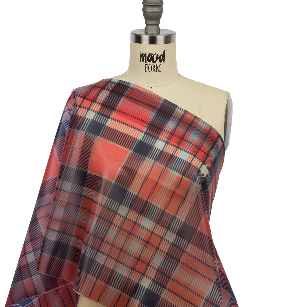 Red, Black and Baby Blue Plaid Lightweight Translucent Vinyl Red, Black and Baby Blue Plaid Lightweight Translucent Vinyl