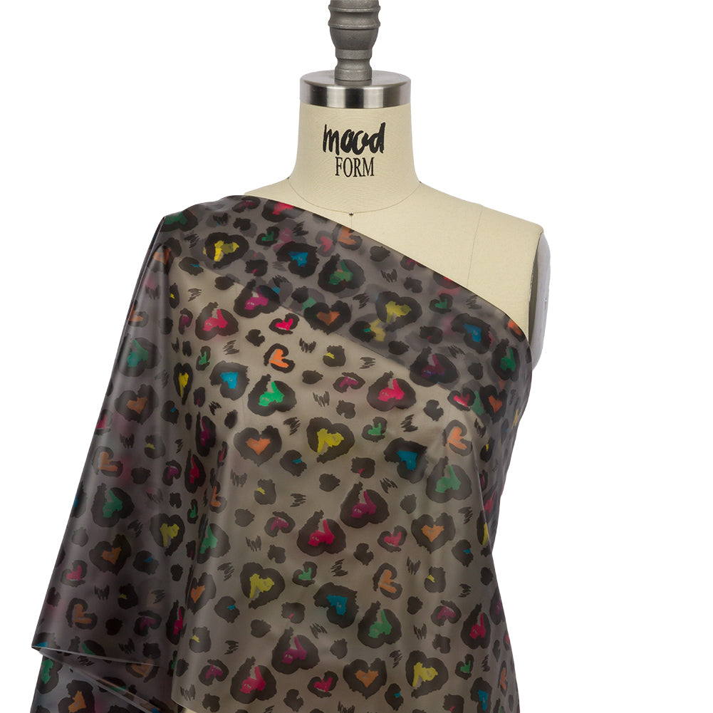 Black and Rainbow Animal Spot Hearts Lightweight Translucent Vinyl Black and Rainbow Animal Spot Hearts Lightweight Translucent Vinyl