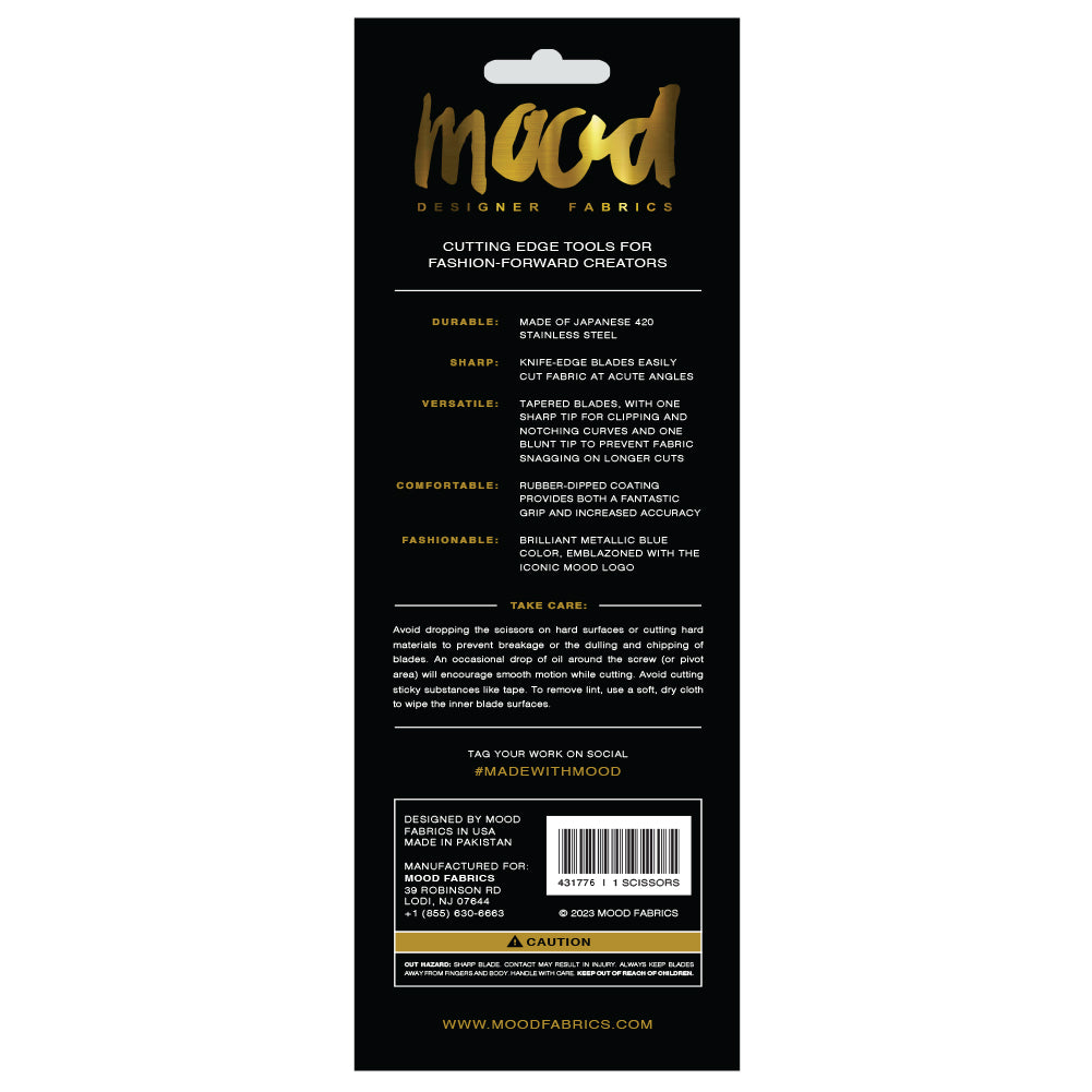 Mood 9" Matte Black Knife-Edge Dressmaker's Shears with Matte Rubber Grips