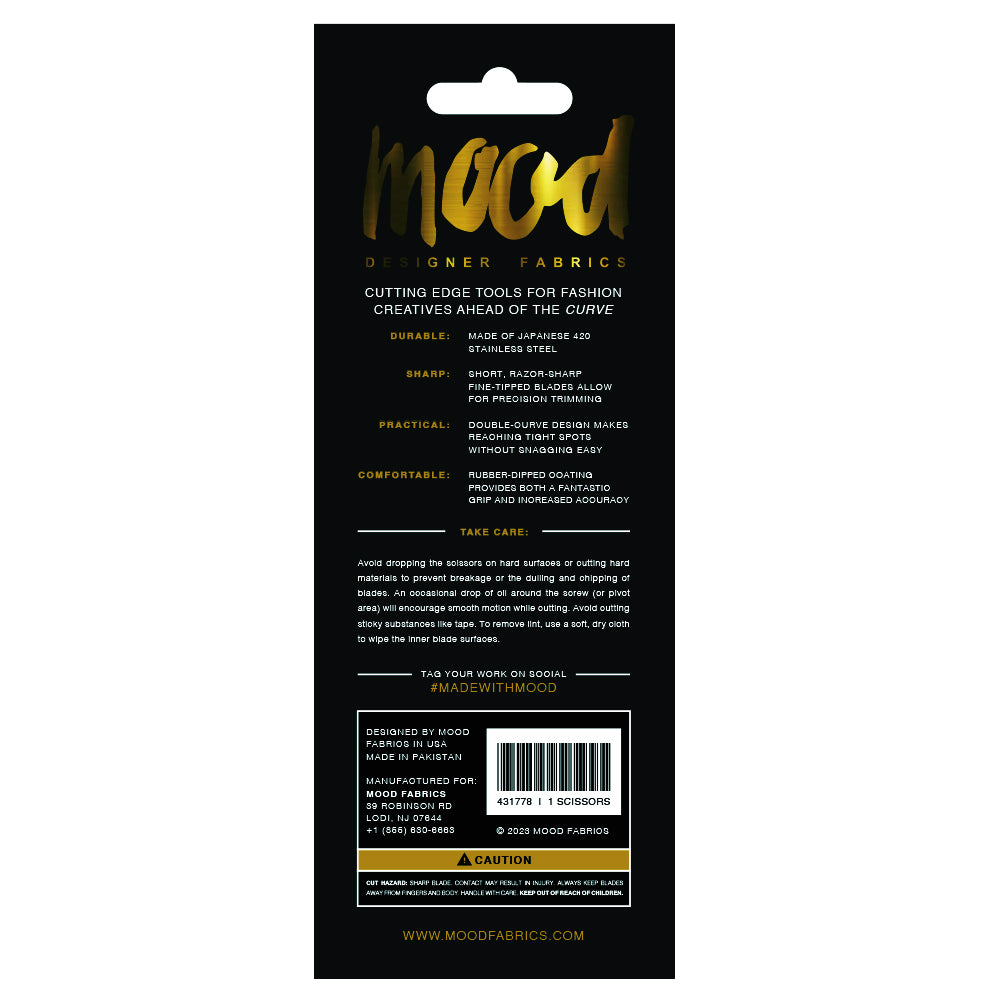 Mood Matte Black Double Curve Scissors with Matte Rubber Grips - 6" Mood Matte Black Double Curve Scissors with Matte Rubber Grips - 6"