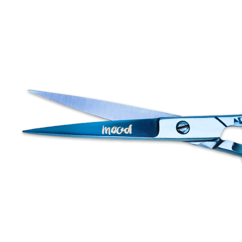 Mood Metallic Blue Embroidery Scissors with Matte Rubber Grips - 5"