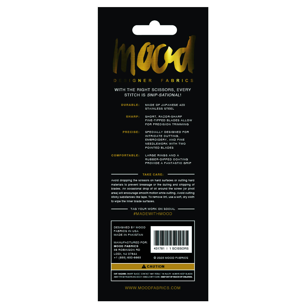 Mood Metallic Blue Embroidery Scissors with Matte Rubber Grips - 5"