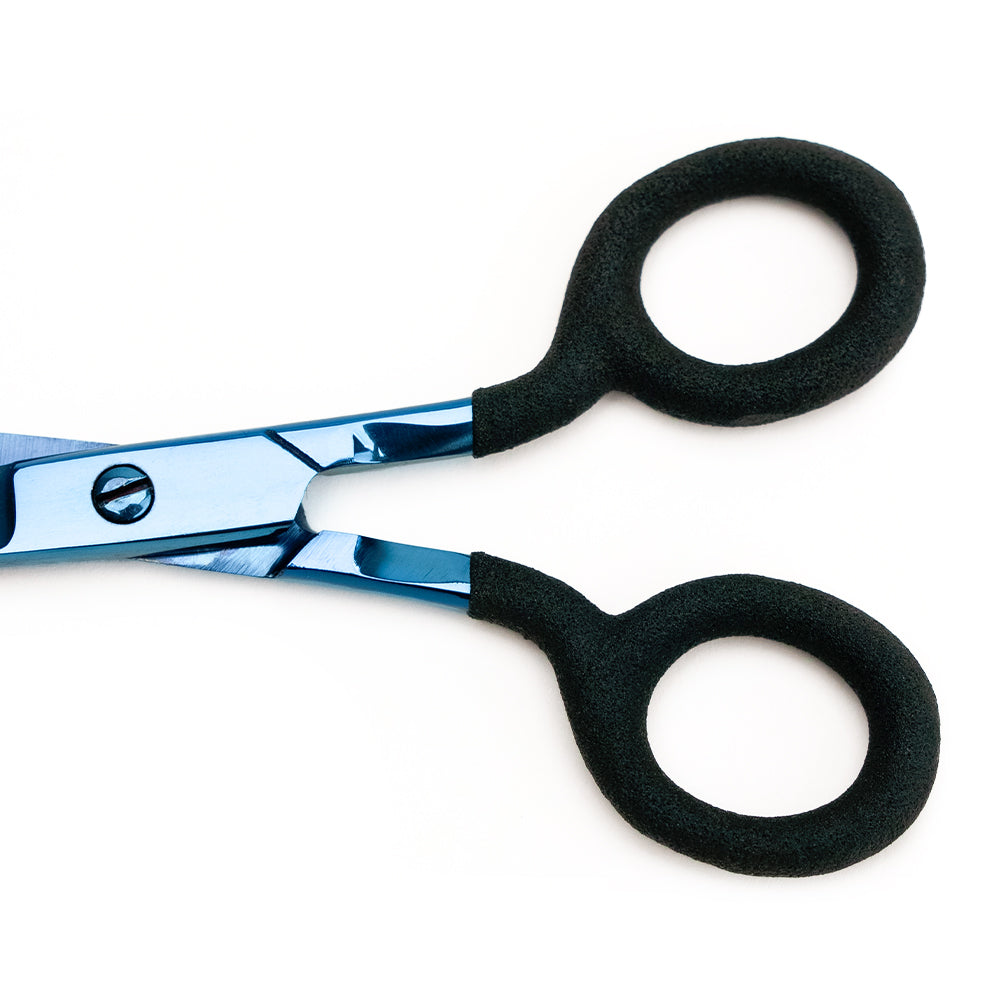 Mood Metallic Blue Embroidery Scissors with Matte Rubber Grips - 5"