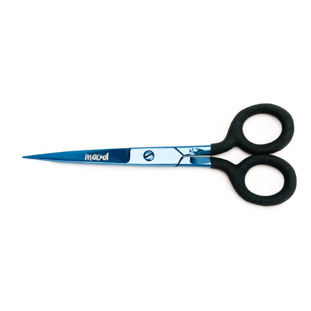 Mood Metallic Blue Embroidery Scissors with Matte Rubber Grips - 5"