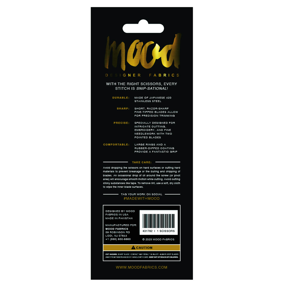 Mood Matte Black Embroidery Scissors with Matte Rubber Grips - 5" Mood Matte Black Embroidery Scissors with Matte Rubber Grips - 5"