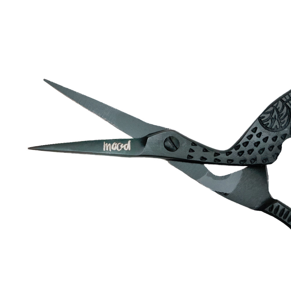 Mood Matte Black Stork Embroidery Snips with Matte Rubber Grips - 4.5" Mood Matte Black Stork Embroidery Snips with Matte Rubber Grips - 4.5"