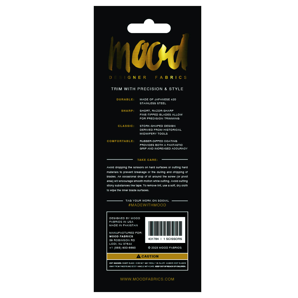 Mood Matte Black Stork Embroidery Snips with Matte Rubber Grips - 4.5" Mood Matte Black Stork Embroidery Snips with Matte Rubber Grips - 4.5"