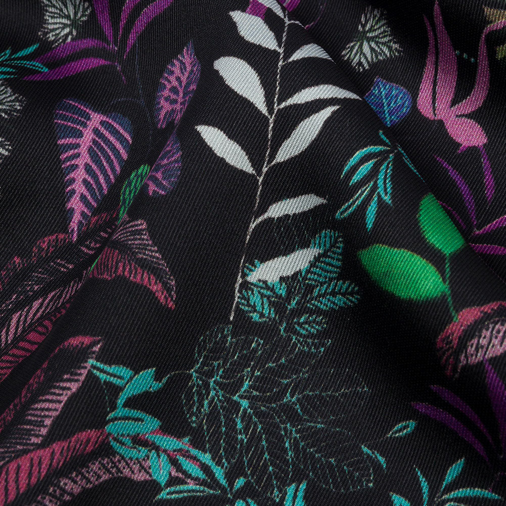 Polyester Twill Print - Black Floral - Mood Exclusive Fairy Forest Polyester Twill Print - Black Floral - Mood Exclusive Fairy Forest