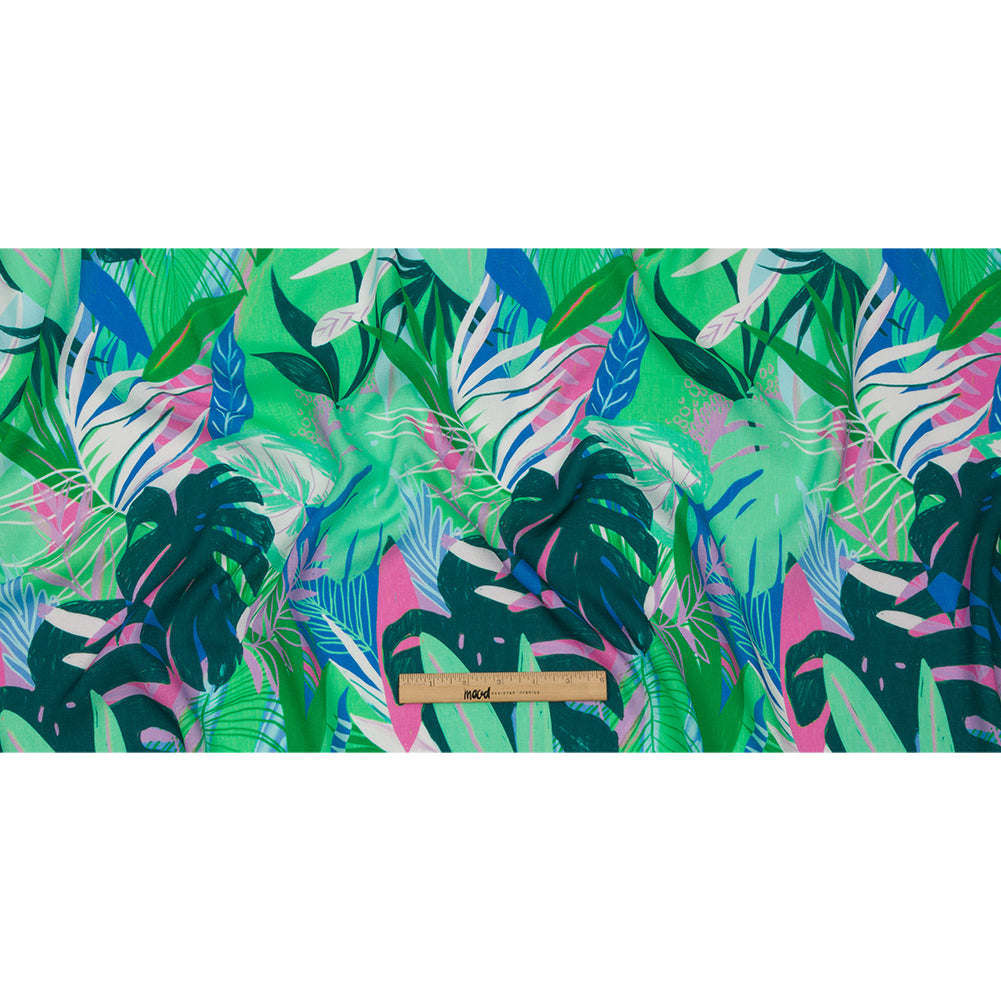 Slubbed Viscose Woven Print - Green and Blue Leaves - Mood Exclusive Tropical Tango Slubbed Viscose Woven Print - Green and Blue Leaves - Mood Exclusive Tropical Tango