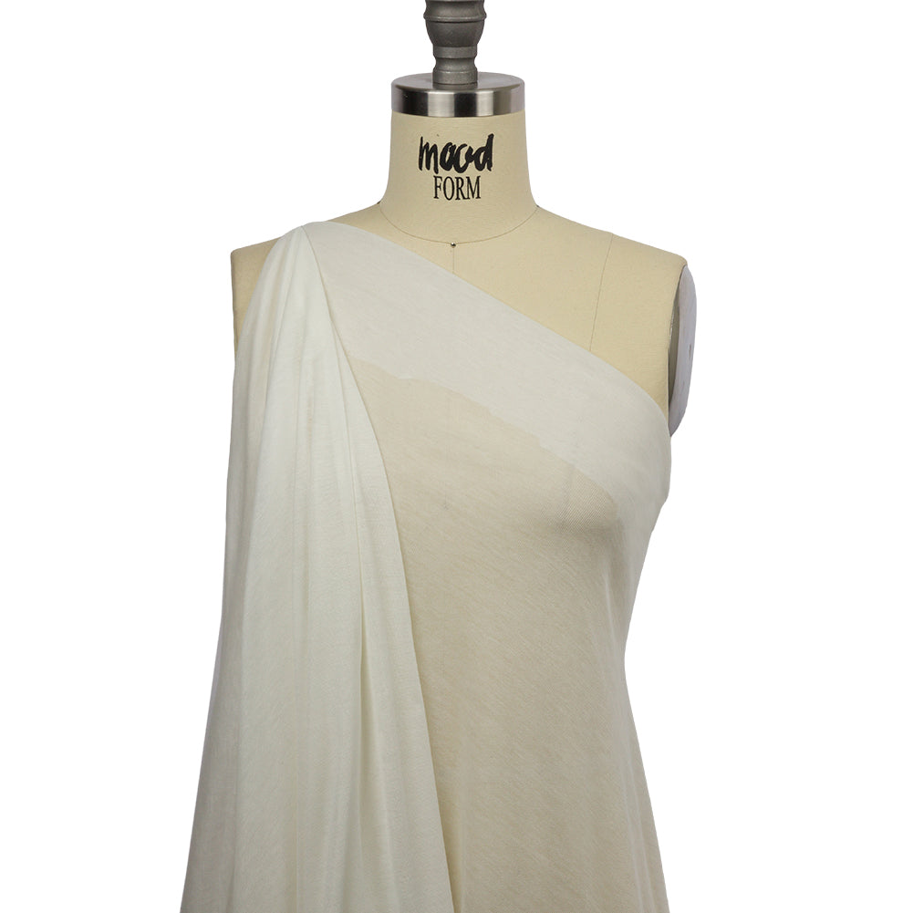 Famous Designer Off White Viscose and Cotton Lightweight Interlock Knit Drape Famous Designer Off White Viscose and Cotton Lightweight Interlock Knit Drape