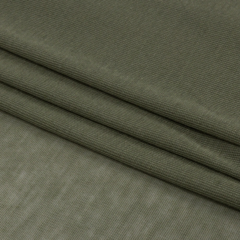Famous Designer Olive Viscose and Cotton Lightweight Interlock Knit Folded Famous Designer Olive Viscose and Cotton Lightweight Interlock Knit Folded
