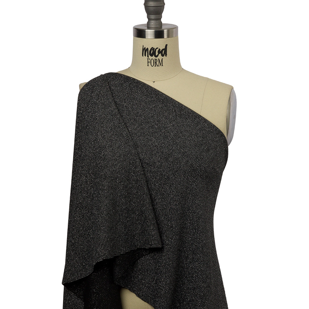Black and Metallic Silver Stretch Rib Knit Drape Black and Metallic Silver Stretch Rib Knit Drape