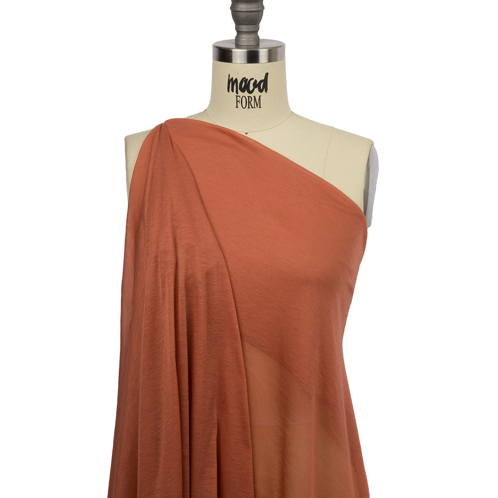 Famous Designer Dusty Orange Featherweight Viscose and Cotton Jersey Drape Famous Designer Dusty Orange Featherweight Viscose and Cotton Jersey Drape