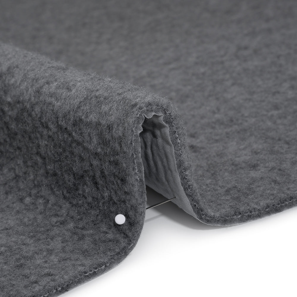 Plush Fleece with Fusible Woven Backing - Heathered Gray - Deadstock Plush Fleece with Fusible Woven Backing - Heathered Gray - Deadstock