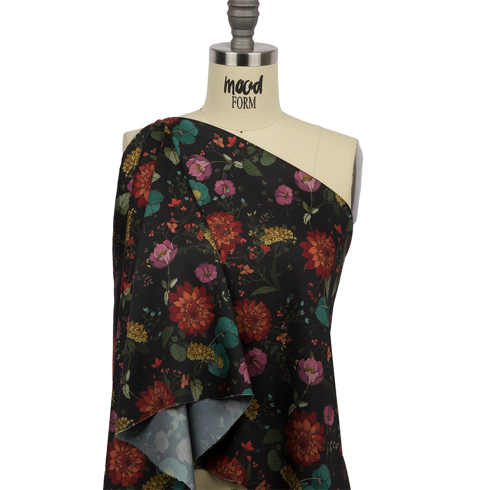 Polyester Twill Print - Purple, Red and Black Floral - Mood Exclusive Antheia's Grace Polyester Twill Print - Purple, Red and Black Floral - Mood Exclusive Antheia's Grace