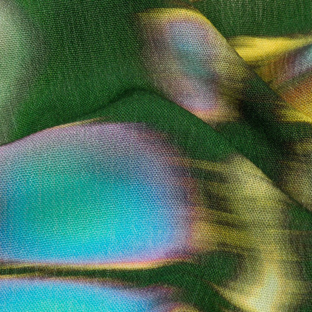 Gauzy Wrinkled Rayon Woven Print - Blue and Green Abstract - Mood Exclusive Butterfly Blur Folded Gauzy Wrinkled Rayon Woven Print - Blue and Green Abstract - Mood Exclusive Butterfly Blur Folded