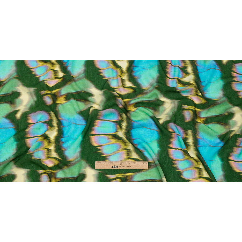 Gauzy Wrinkled Rayon Woven Print - Blue and Green Abstract - Mood Exclusive Butterfly Blur Drape Gauzy Wrinkled Rayon Woven Print - Blue and Green Abstract - Mood Exclusive Butterfly Blur Drape