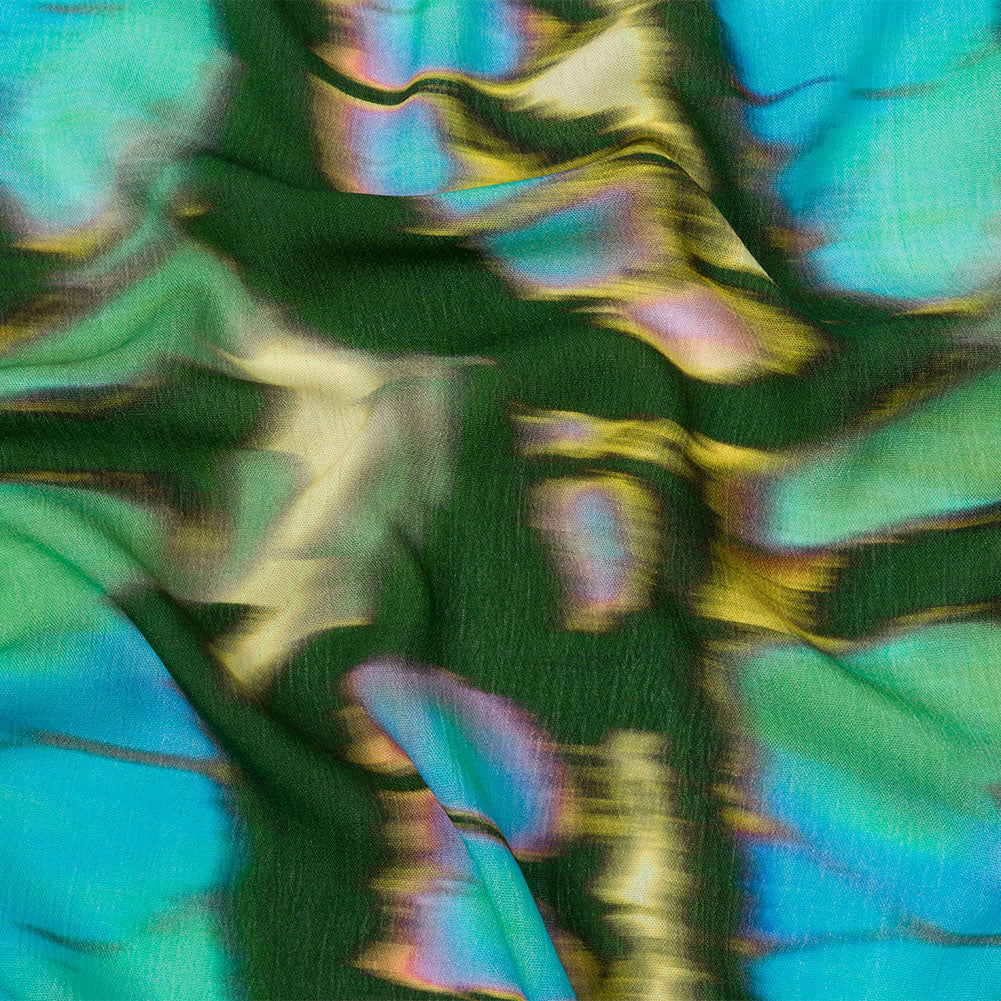 Gauzy Wrinkled Rayon Woven Print - Blue and Green Abstract - Mood Exclusive Butterfly Blur Gauzy Wrinkled Rayon Woven Print - Blue and Green Abstract - Mood Exclusive Butterfly Blur