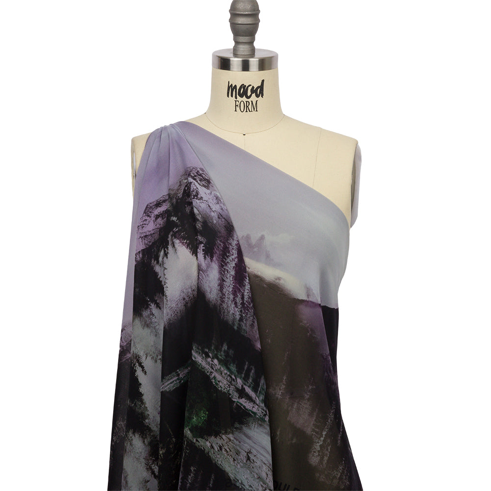 Polyester Chiffon Panel - Purple and Gray Mountain Landscape - Mood Exclusive Mountain Majesties Drape Polyester Chiffon Panel - Purple and Gray Mountain Landscape - Mood Exclusive Mountain Majesties Drape