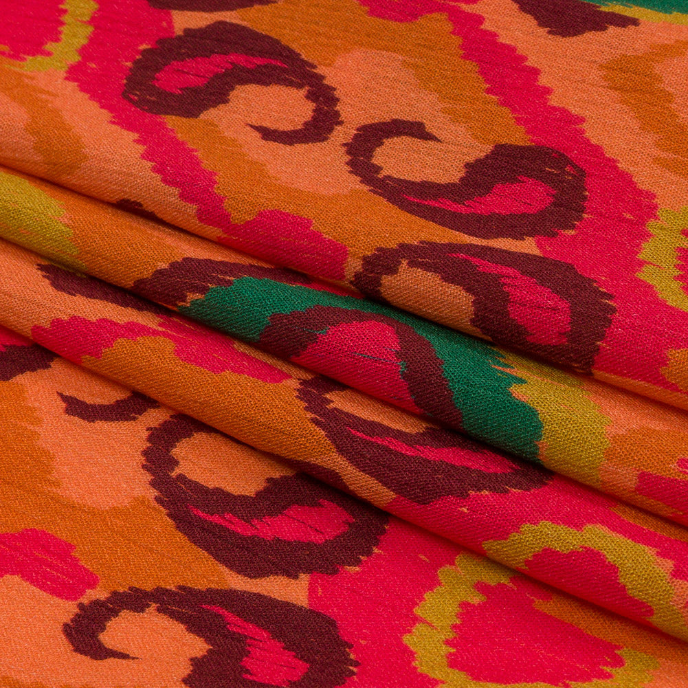 Gauzy Wrinkled Rayon Woven Print - Orange and Red Abstract Ikat - Mood Exclusive Mangrove Groove Full Gauzy Wrinkled Rayon Woven Print - Orange and Red Abstract Ikat - Mood Exclusive Mangrove Groove Full