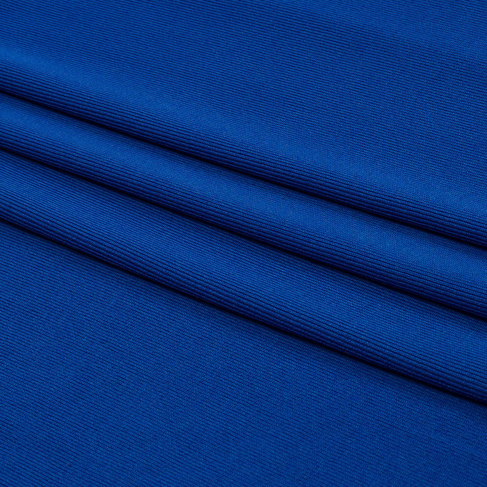 Metro Blue Stretch Polyester 1x1 Rib Knit Folded Metro Blue Stretch Polyester 1x1 Rib Knit Folded