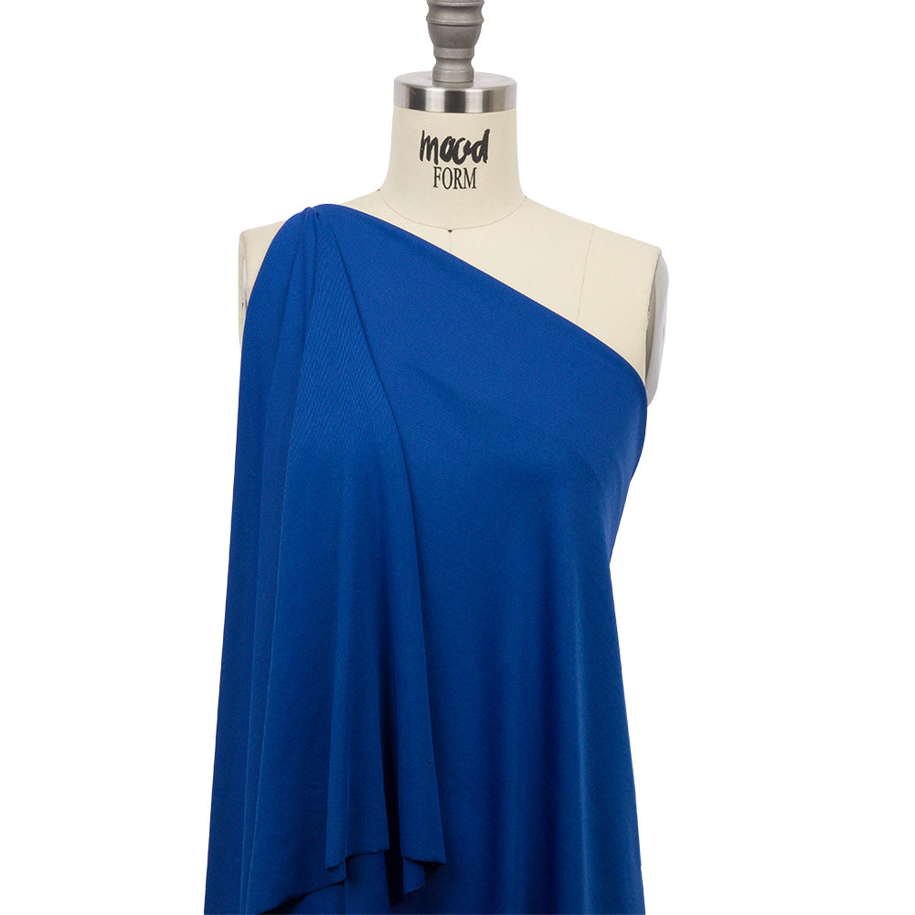 Metro Blue Stretch Polyester 1x1 Rib Knit Drape Metro Blue Stretch Polyester 1x1 Rib Knit Drape