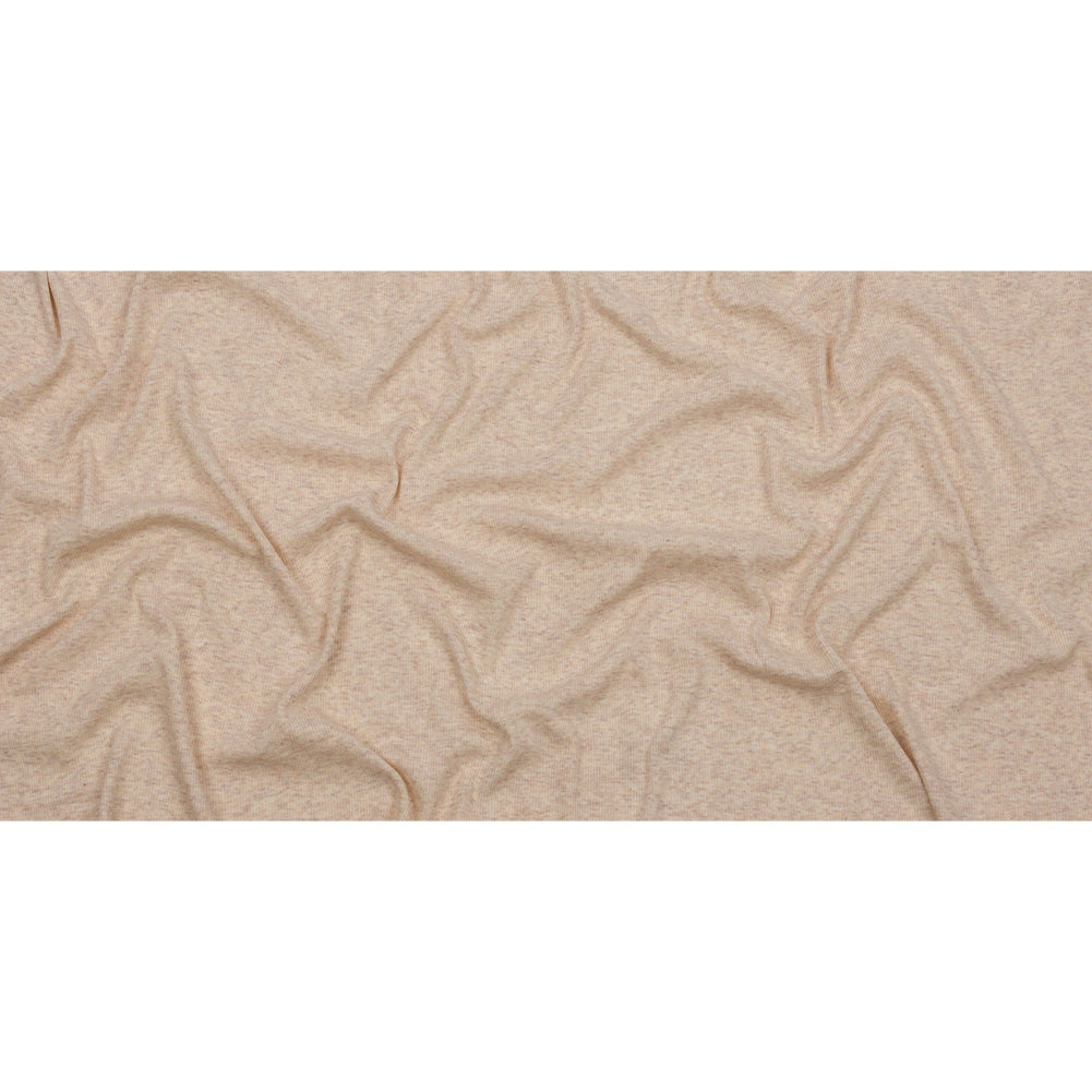 Heathered Beige Stretch Cotton and Rayon 2x2 Rib Knit Full Heathered Beige Stretch Cotton and Rayon 2x2 Rib Knit Full