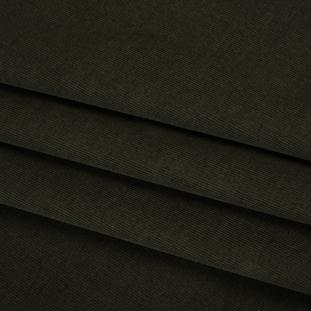 Featherwale Cotton Corduroy - Olive Green - Dawn Collection Folded Featherwale Cotton Corduroy - Olive Green - Dawn Collection Folded