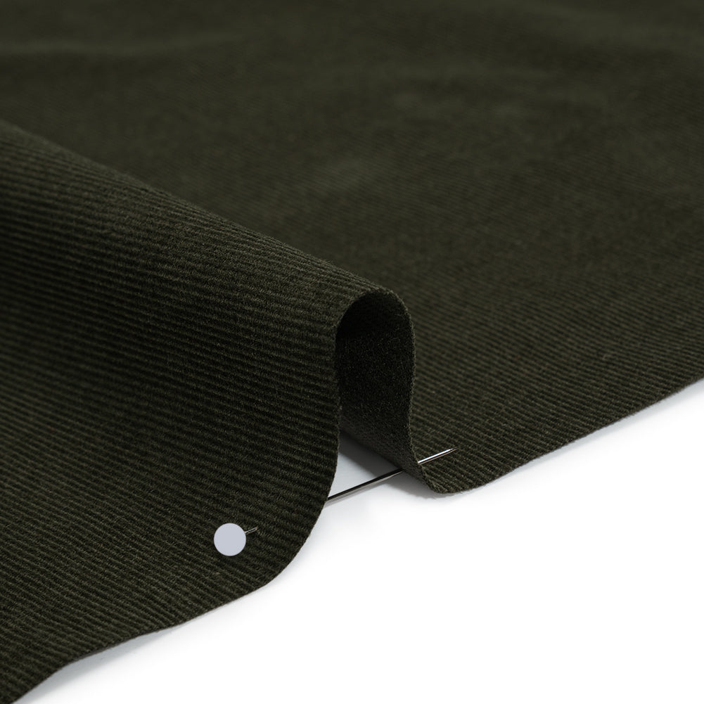 Featherwale Cotton Corduroy - Olive Green - Dawn Collection Detail Featherwale Cotton Corduroy - Olive Green - Dawn Collection Detail