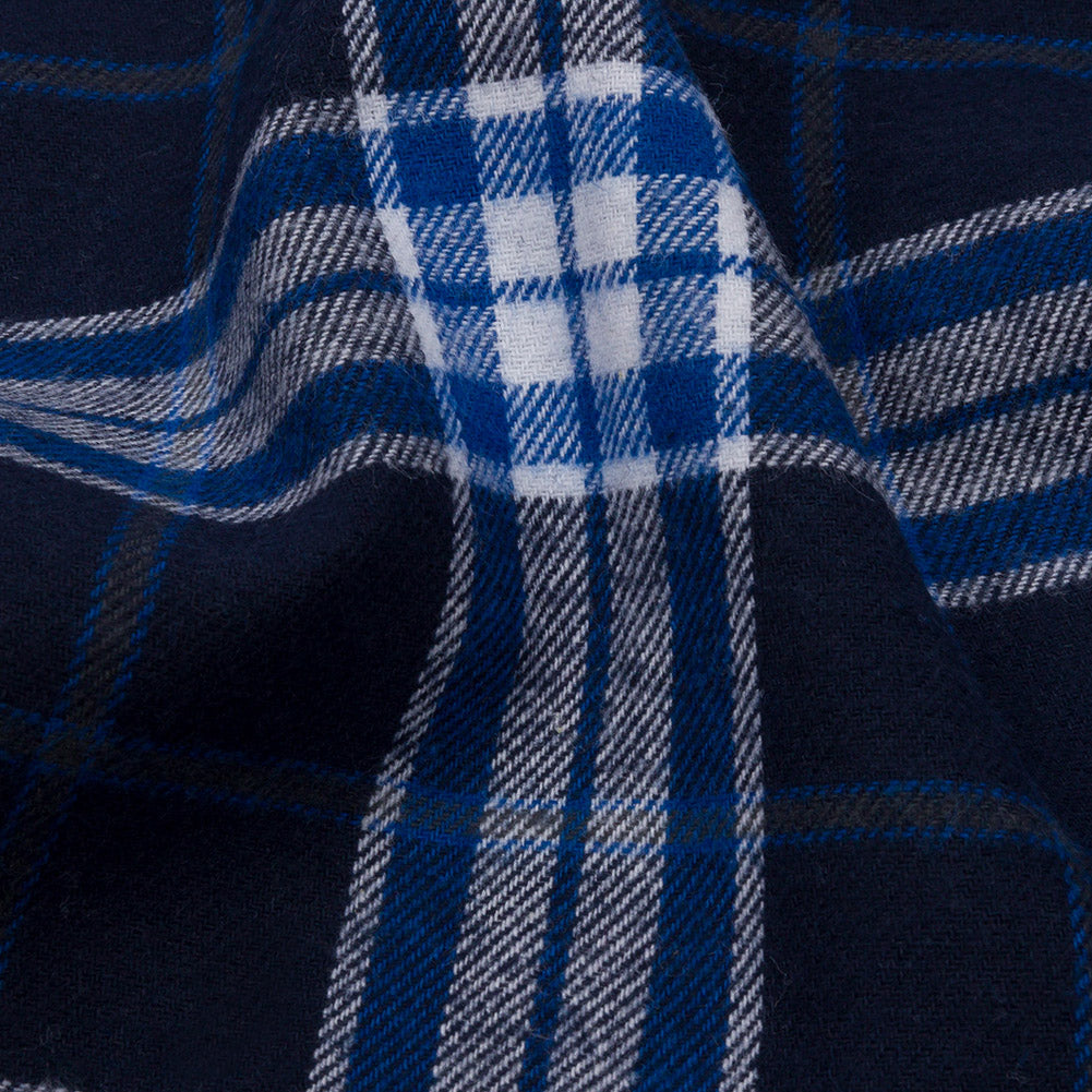Navy, Cobalt, and White Plaid Cotton Flannel Navy, Cobalt, and White Plaid Cotton Flannel