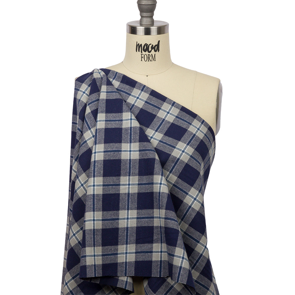 Blue and Gray Plaid Cotton Flannel Blue and Gray Plaid Cotton Flannel