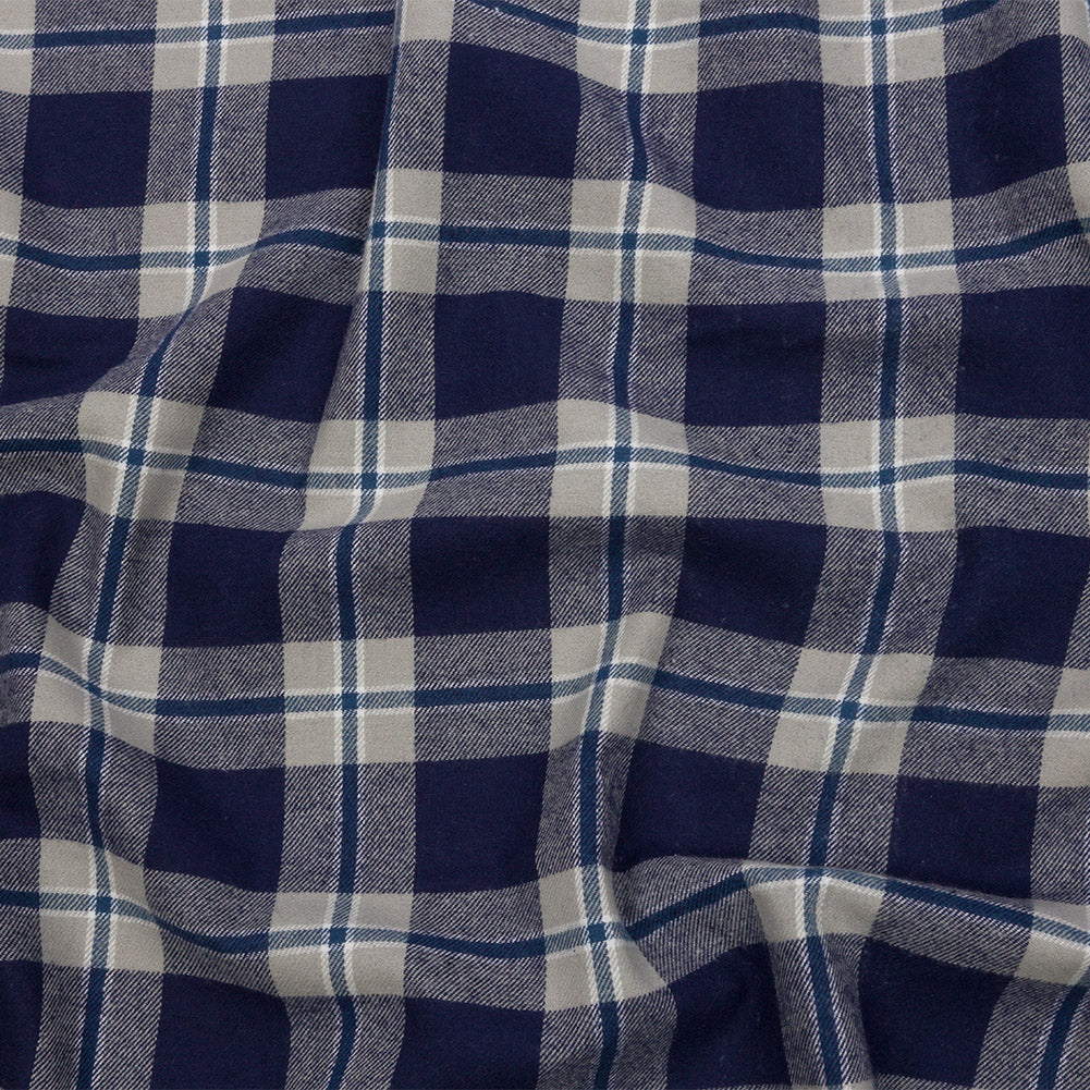 Blue and Gray Plaid Cotton Flannel Blue and Gray Plaid Cotton Flannel